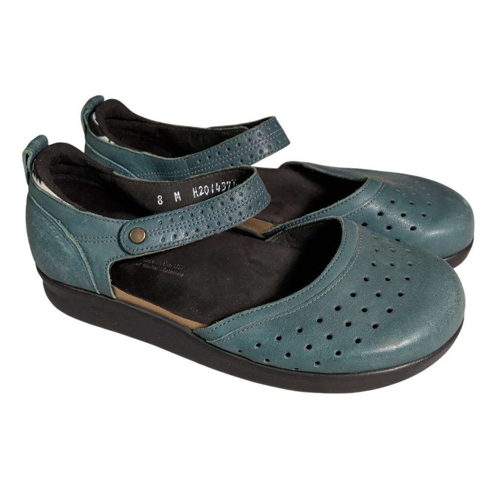 SAS Eden Mary Jane Shoes Womens Size 8M Blue Leather Tripad Comfort Flats Boho